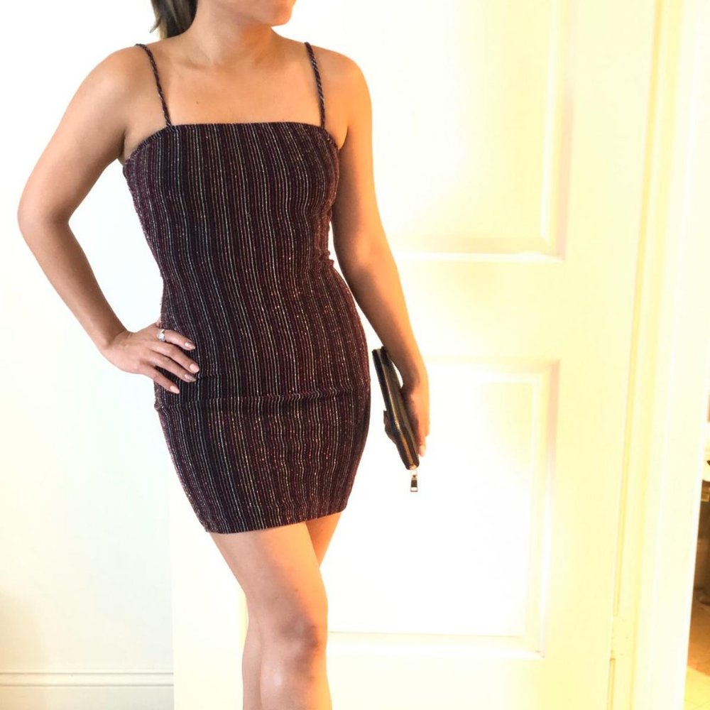 Multi-colored strappy mini dress